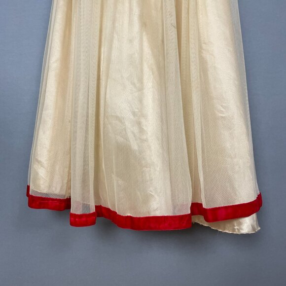 Beaded Dress Velvet Girls Maxi Red Cream Halter Tank Dance‎ Detailed FLAWS - Picture 16 of 16